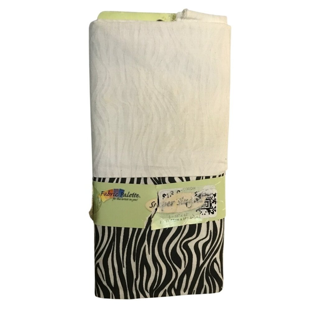 Fabric Bundle Each 36x42 Zebra and White Print Fabric Palette Cotton 2 Yards